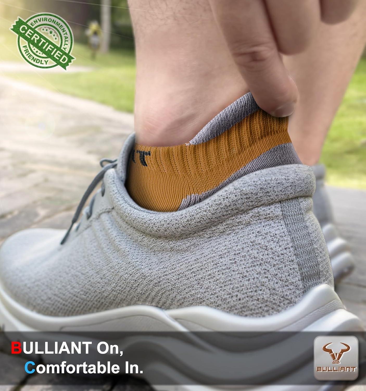 image:imageBULLIANT Mens Socks 6 PairsAthletic Ankle Socks Cushioned No Show For Men RunningArch Compression Support6pairswood Thrush8252