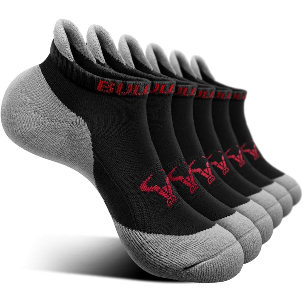 image:imageBULLIANT Mens Socks 6 PairsAthletic Ankle Socks Cushioned No Show For Men RunningArch Compression Support6pairsblack3665