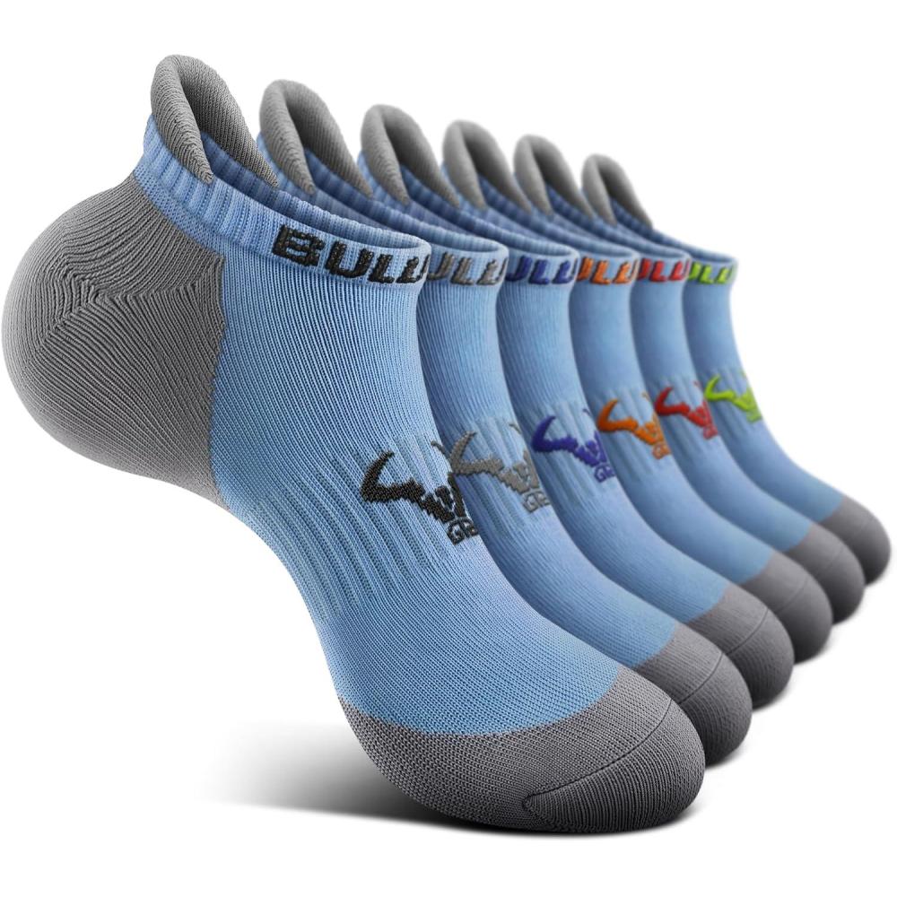 image:imageBULLIANT Mens Socks 6 PairsAthletic Ankle Socks Cushioned No Show For Men RunningArch Compression Support6pairscambridge Blue8254