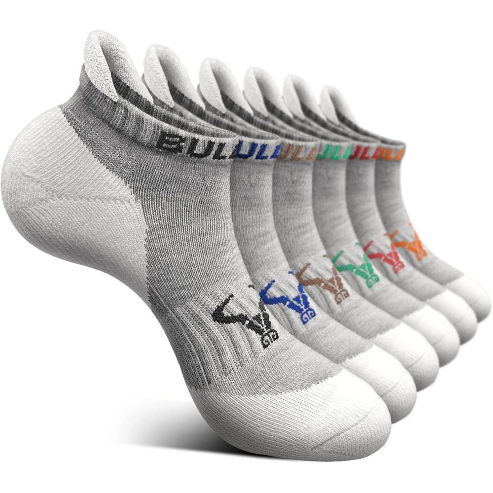 image:imageBULLIANT Mens Socks 6 PairsAthletic Ankle Socks Cushioned No Show For Men RunningArch Compression Support6pairsgray 6 Color Mixed3006