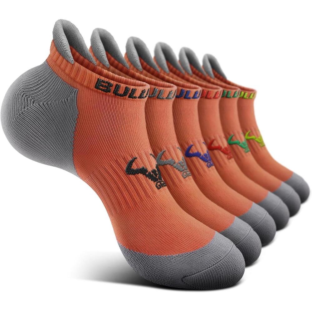 image:imageBULLIANT Mens Socks 6 PairsAthletic Ankle Socks Cushioned No Show For Men RunningArch Compression Support6pairsorange8251