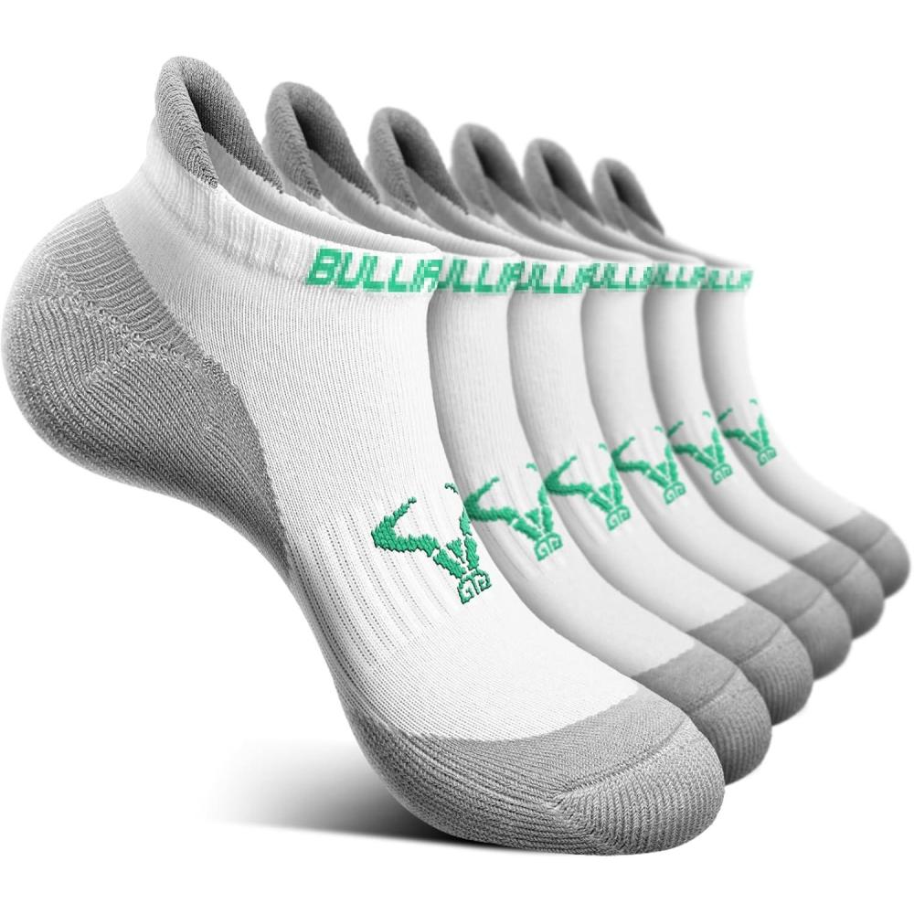 image:imageBULLIANT Mens Socks 6 PairsAthletic Ankle Socks Cushioned No Show For Men RunningArch Compression Support6pairswhite3667
