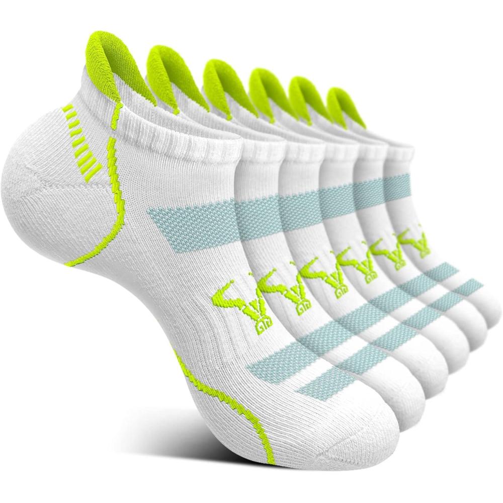 image:imageBULLIANT Mens Socks 6 PairsAthletic Ankle Socks Cushioned No Show For Men RunningArch Compression Support6pairswhiteMidgetgolf Green3074