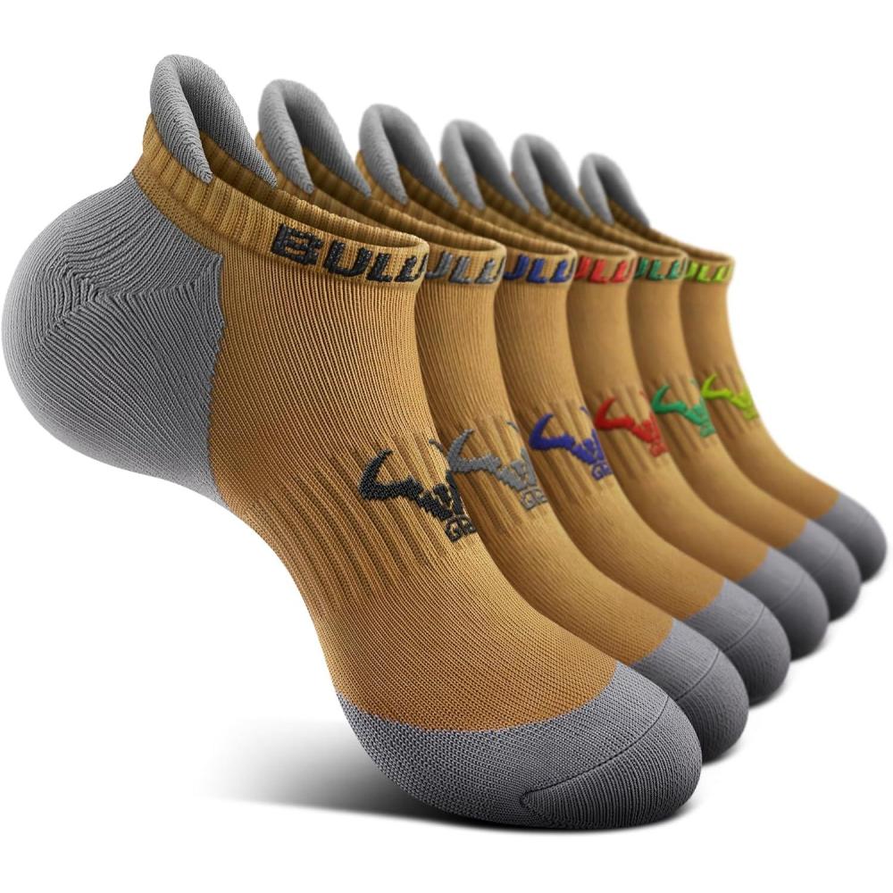 image:imageBULLIANT Mens Socks 6 PairsAthletic Ankle Socks Cushioned No Show For Men RunningArch Compression Support6pairswood Thrush8252