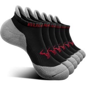 BULLIANT Mens Socks 6 Pairs-Athletic Ankle Socks Cushioned No Show For Men Running-Arch Compression Support(6pairs-black3665)