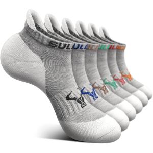 BULLIANT Mens Socks 6 Pairs-Athletic Ankle Socks Cushioned No Show For Men Running-Arch Compression Support(6pairs-gray 6 Color Mixed3006)