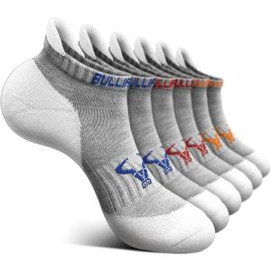 BULLIANT Mens Socks 6 Pairs-Athletic Ankle Socks Cushioned No Show For Men Running-Arch Compression Support(6pairs-gray Heather 4430)
