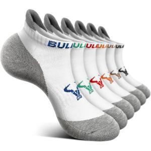 BULLIANT Mens Socks 6 Pairs-Athletic Ankle Socks Cushioned No Show For Men Running-Arch Compression Support(6pairs-white 6 Color Mixed3004)