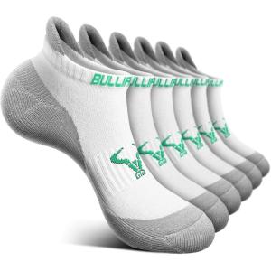 BULLIANT Mens Socks 6 Pairs-Athletic Ankle Socks Cushioned No Show For Men Running-Arch Compression Support(6pairs-white3667)