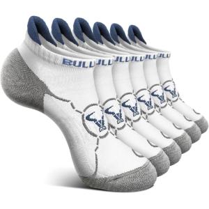 BULLIANT Mens Socks 6 Pairs-Athletic Ankle Socks Cushioned No Show For Men Running-Arch Compression Support(6pairs-white4307)