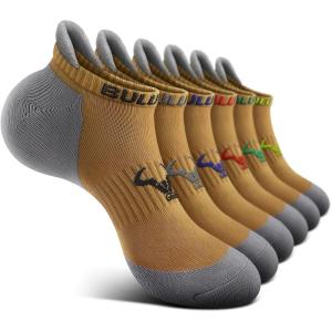 BULLIANT Mens Socks 6 Pairs-Athletic Ankle Socks Cushioned No Show For Men Running-Arch Compression Support(6pairs-wood Thrush8252)