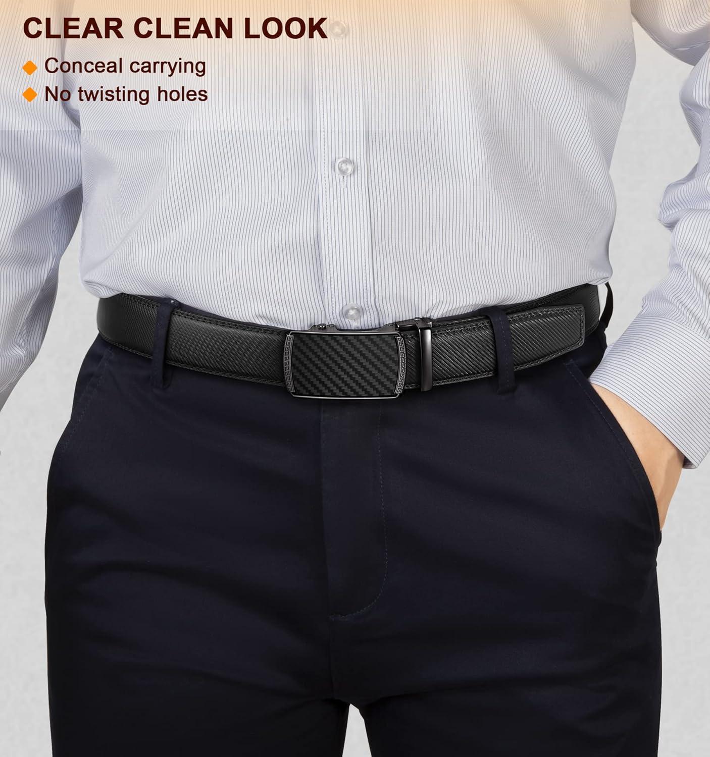 image:imageBULLIANT Men Belts 2 PackRatchet Sliding Belt Adjustable For Gift Mens Dress Casual 1 38Cut for Fit2packblackDeep Brown3274