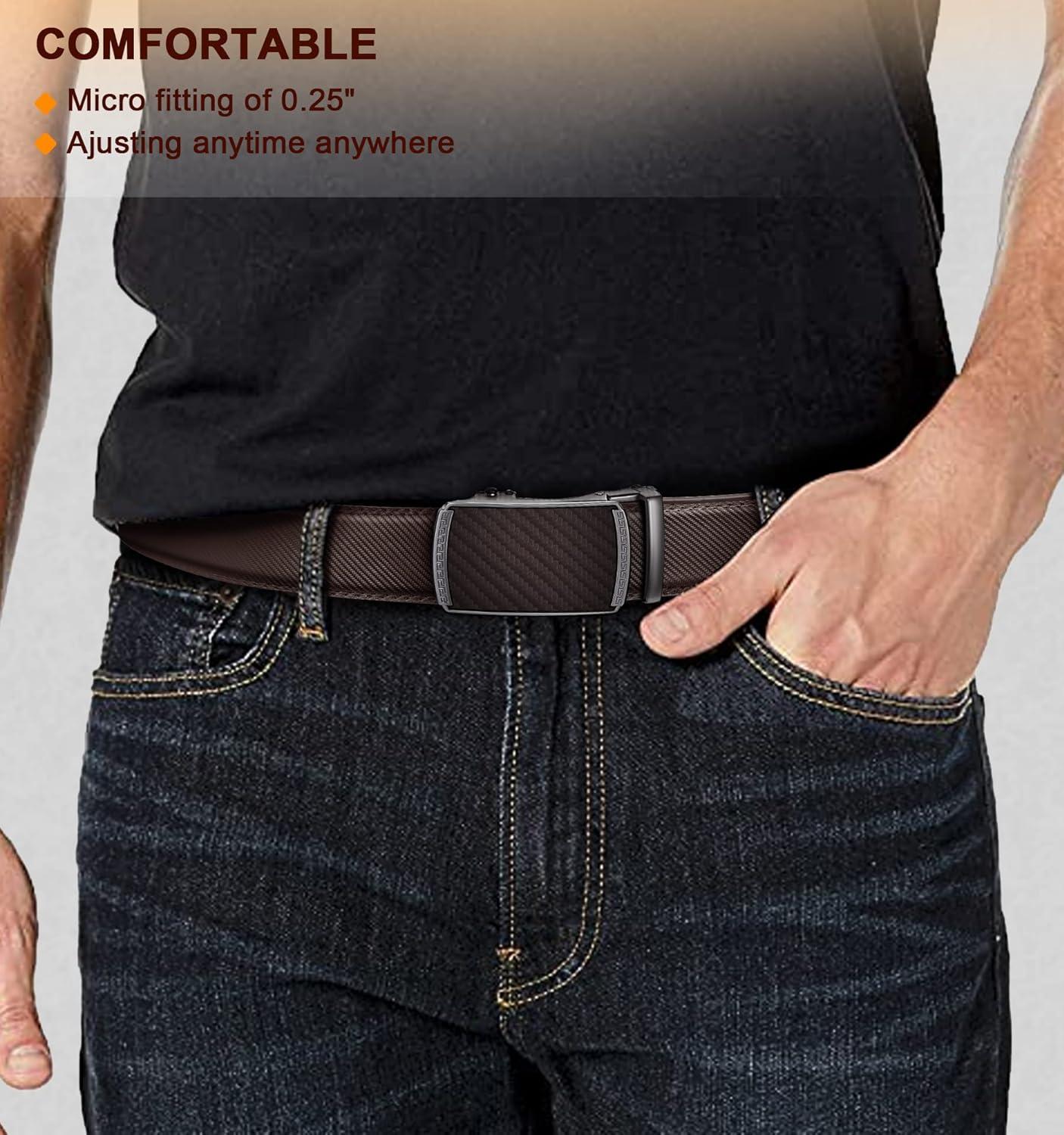 image:imageBULLIANT Men Belts 2 PackRatchet Sliding Belt Adjustable For Gift Mens Dress Casual 1 38Cut for Fit2packblackDeep Brown3274
