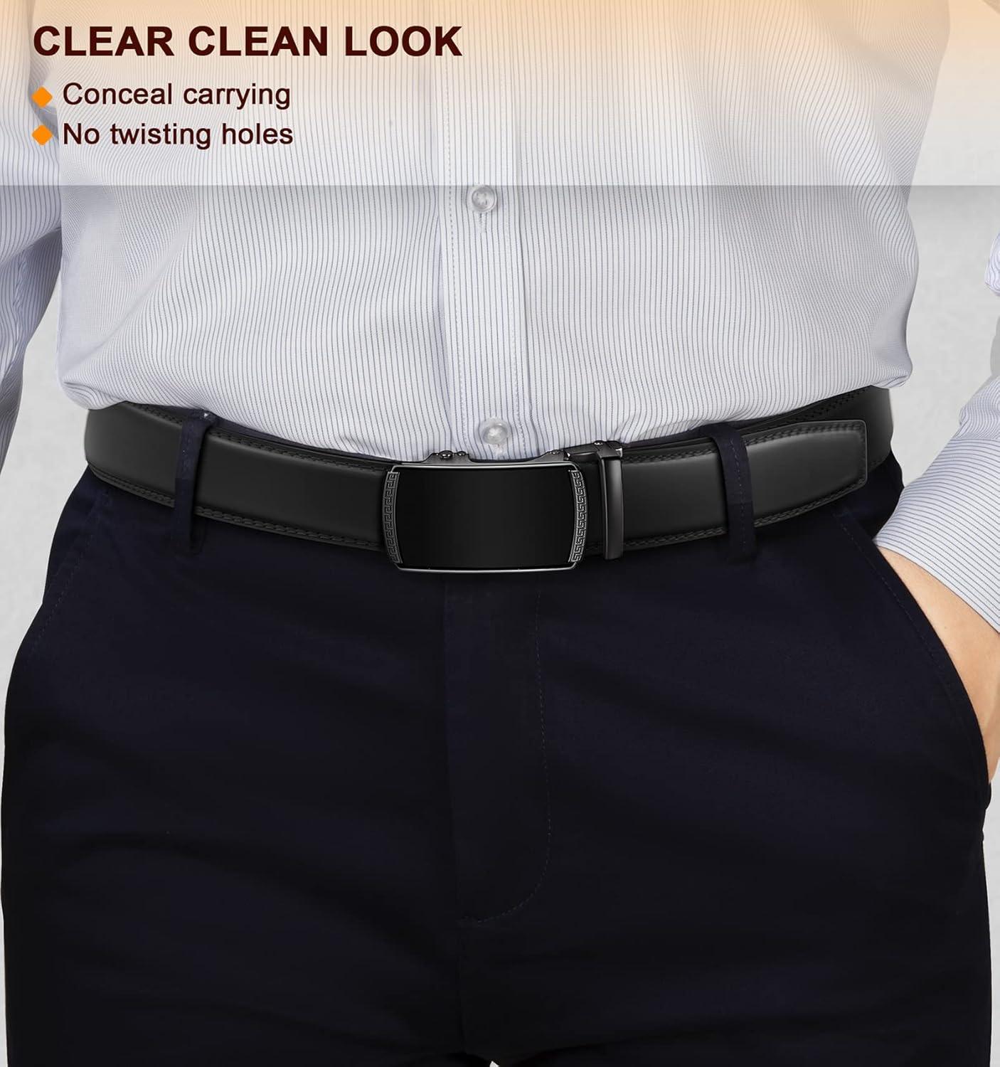 image:imageBULLIANT Men Belts 2 PackRatchet Sliding Belt Adjustable For Gift Mens Dress Casual 1 38Cut for Fit2packblackOrange Brown4600