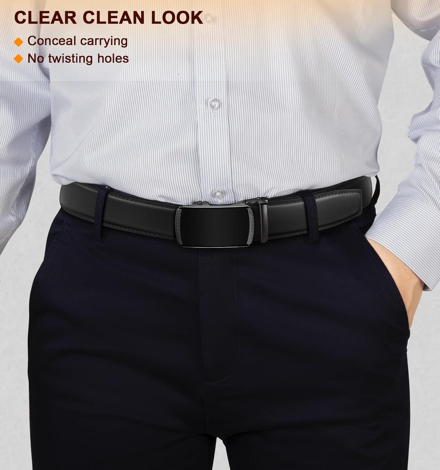 image:imageBULLIANT Men Belts 2 PackRatchet Sliding Belt Adjustable For Gift Mens Dress Casual 1 38Cut for Fit2packblackTawny3275