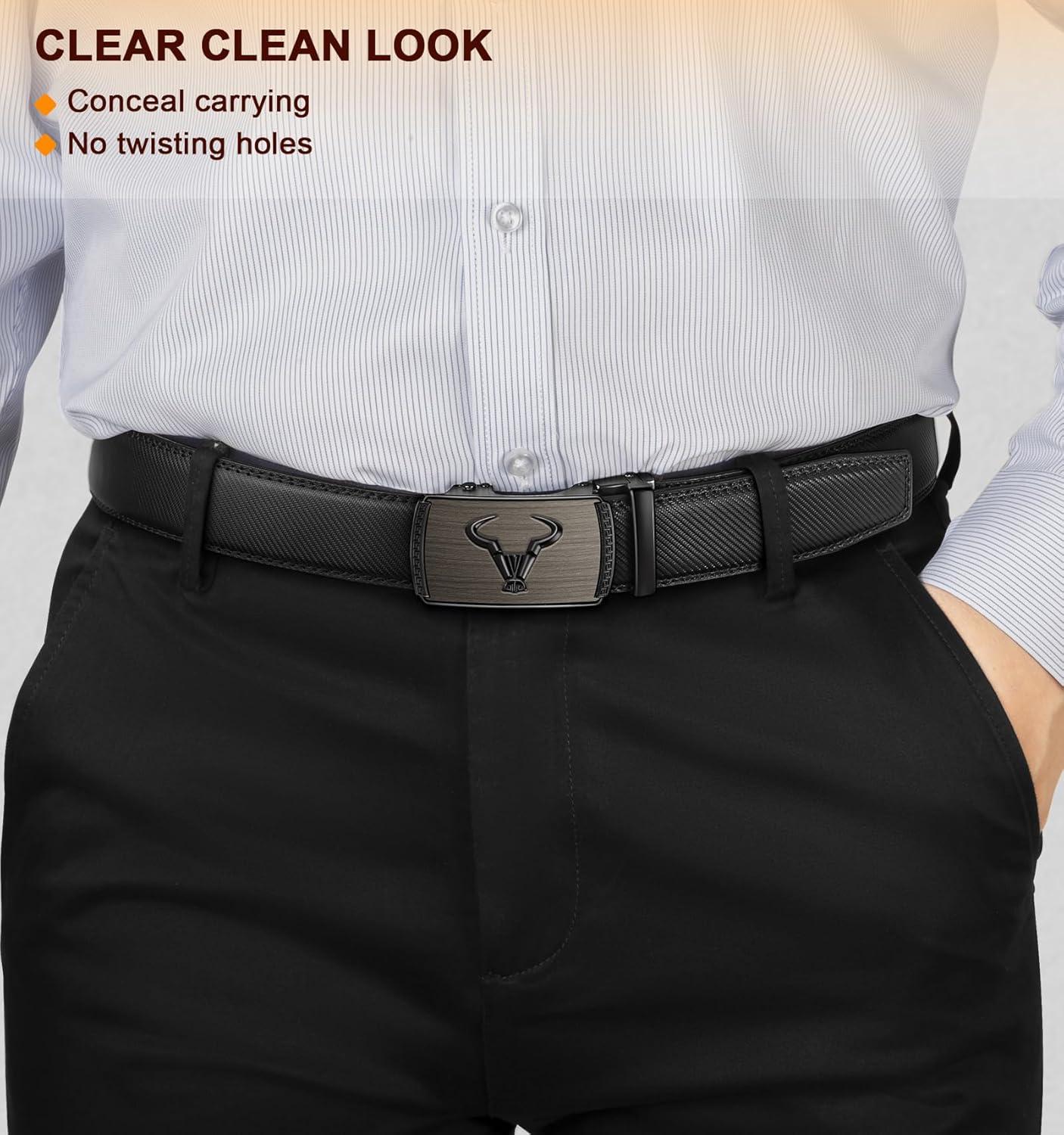 image:imageBULLIANT Mens Belt Ratchet Leather Belt for Men Dress and Casual Pants Jeans 1 38Black4177