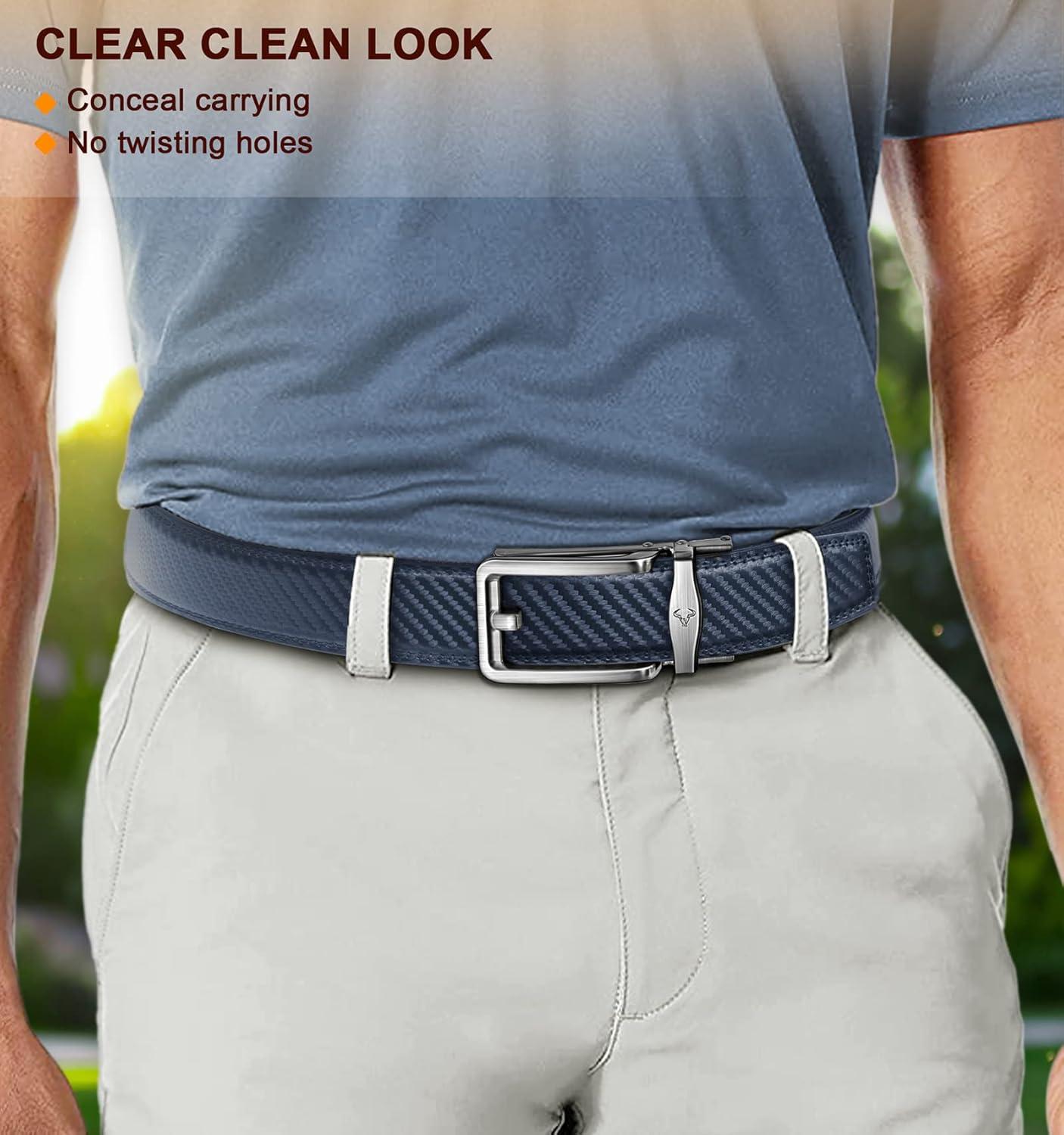 image:imageBULLIANT Mens Belt Ratchet Leather Belt for Men Dress and Casual Pants Jeans 1 38Purplish Blue 2900