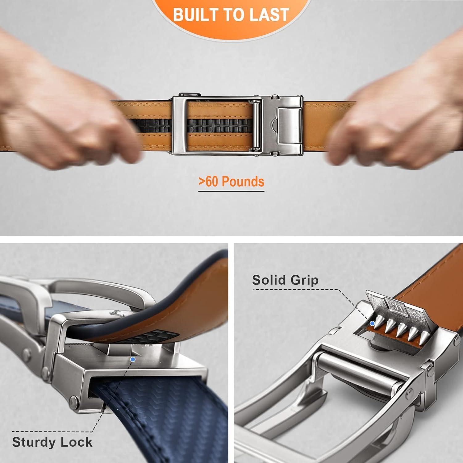 image:imageBULLIANT Mens Belt Ratchet Leather Belt for Men Dress and Casual Pants Jeans 1 38Purplish Blue 2900