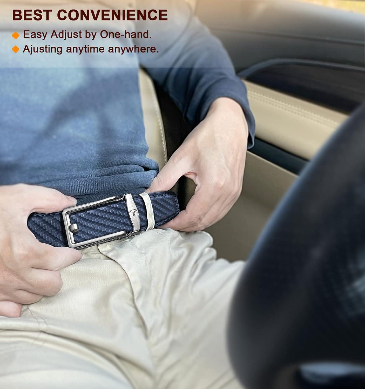 image:imageBULLIANT Mens Belt Ratchet Leather Belt for Men Dress and Casual Pants Jeans 1 38Purplish Blue 2900