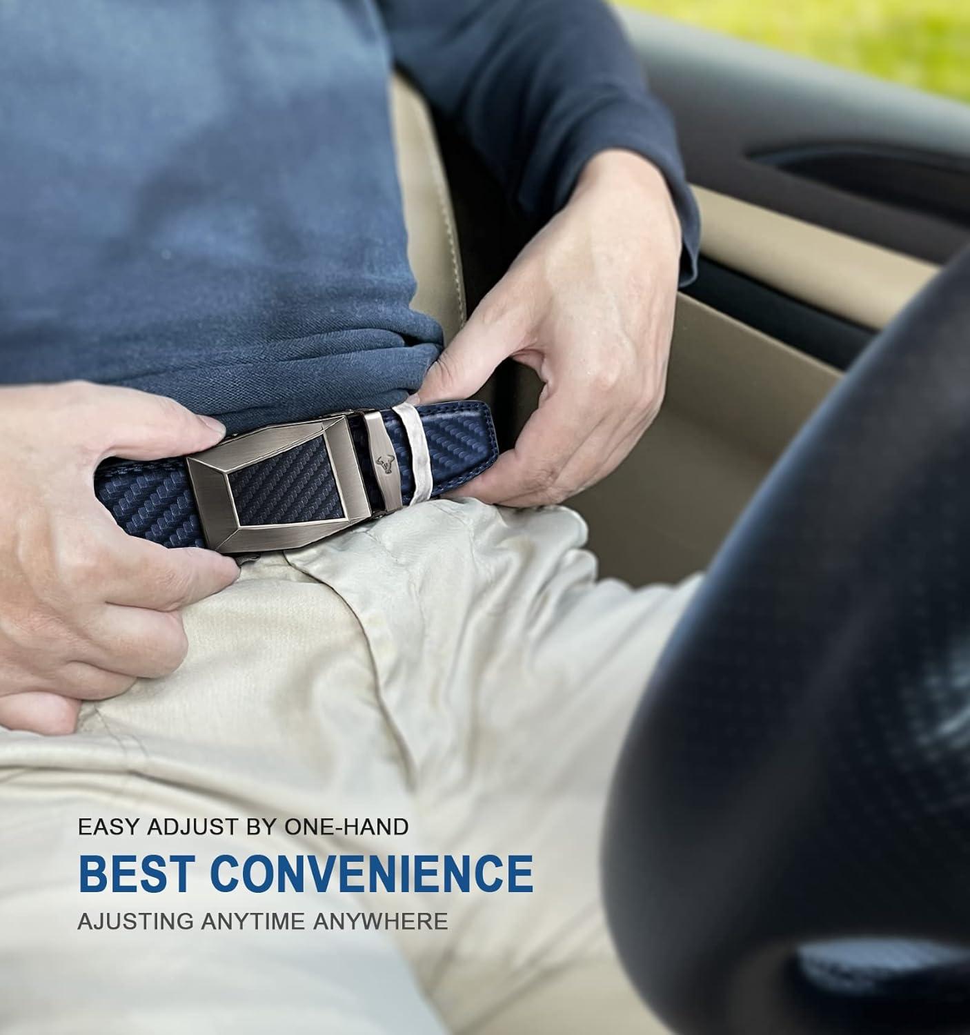 image:imageBULLIANT Mens Belt Ratchet Leather Belt for Men Dress and Casual Pants Jeans 1 38Purplish Blue3356
