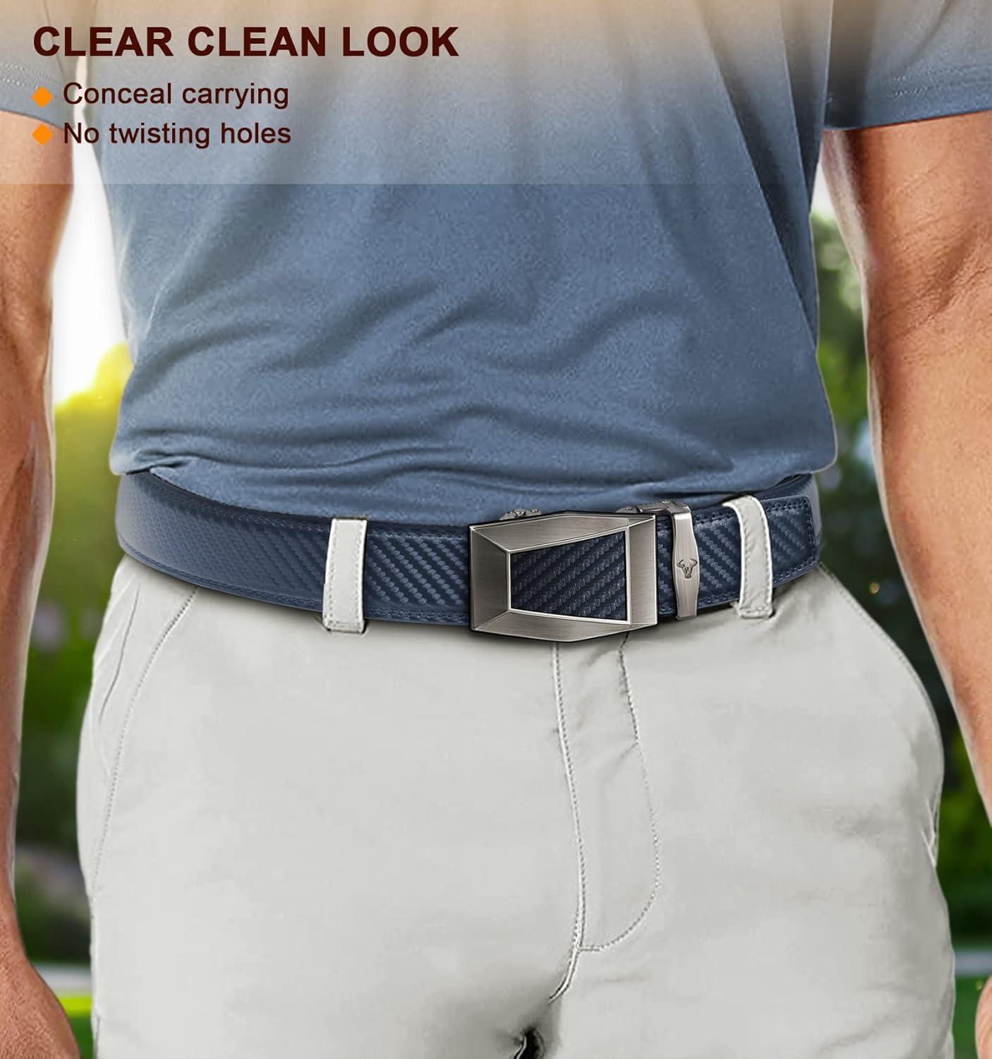 image:imageBULLIANT Mens Belt Ratchet Leather Belt for Men Dress and Casual Pants Jeans 1 38Purplish Blue3356