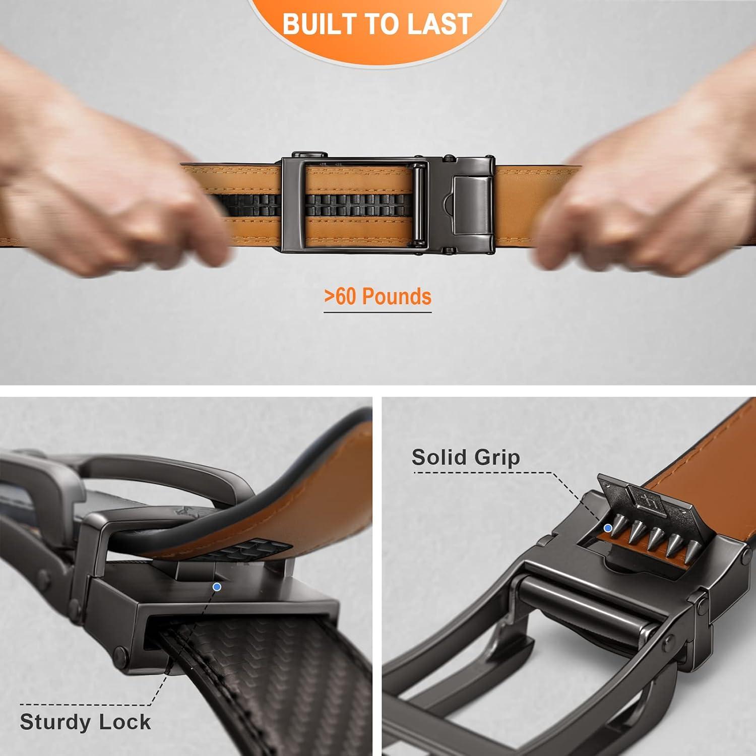 image:imageBULLIANT Mens Belt Ratchet Leather Belt for Men Dress and Casual Pants Jeans 1 38Sacred Grey2901