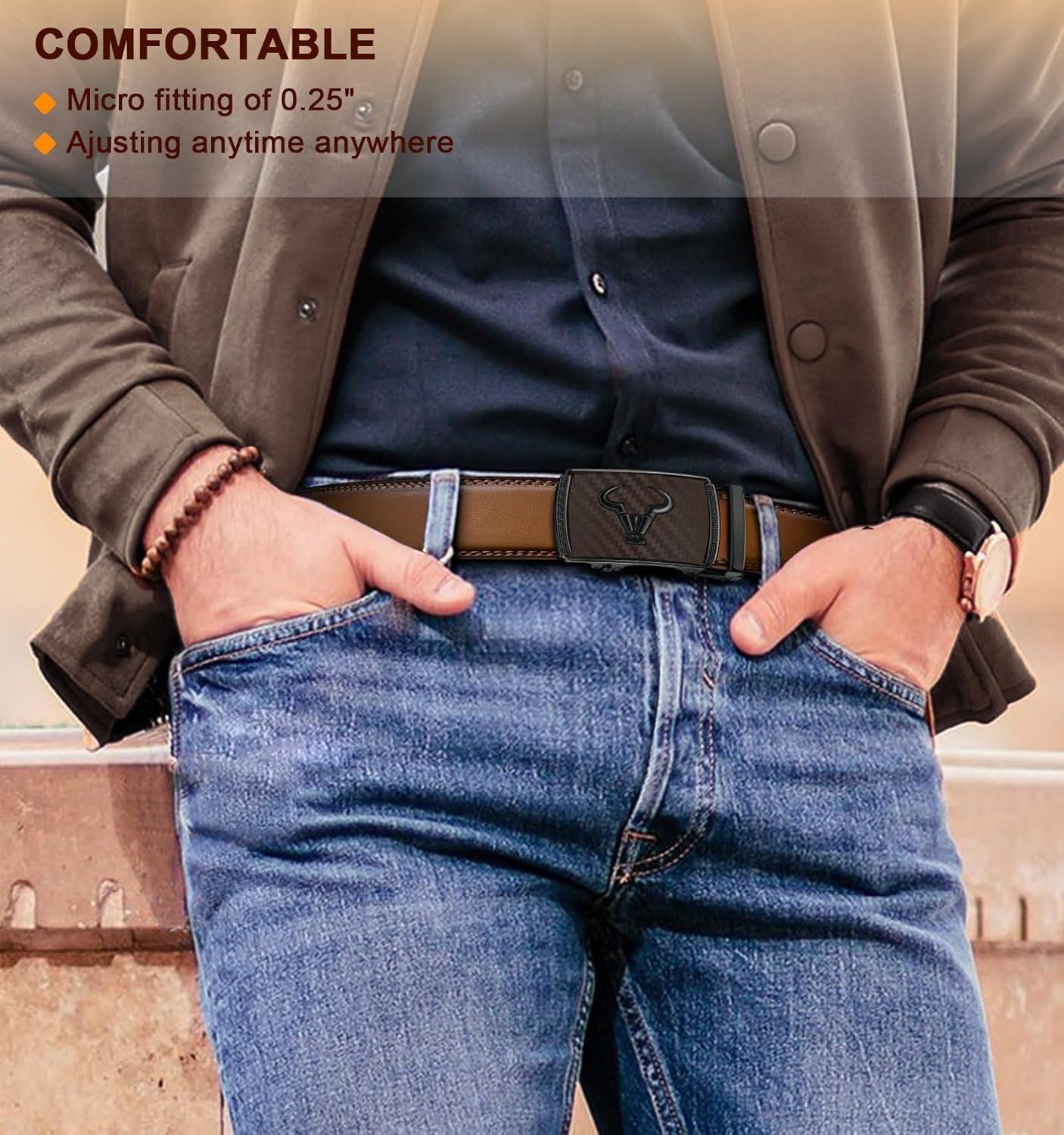 image:imageBULLIANT Mens Belt Ratchet Leather Belt for Men Dress and Casual Pants Jeans 1 38Tawny4529