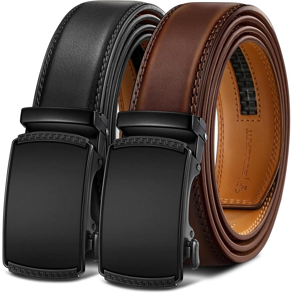 image:imageBULLIANT Men Belts 2 PackRatchet Sliding Belt Adjustable For Gift Mens Dress Casual 1 38Cut for Fit2packblackCoffee8228