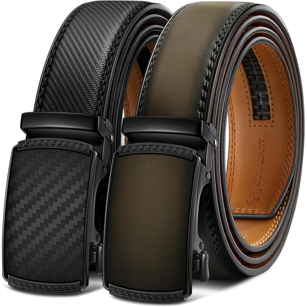 image:imageBULLIANT Men Belts 2 PackRatchet Sliding Belt Adjustable For Gift Mens Dress Casual 1 38Cut for Fit2packblackElmwood8215