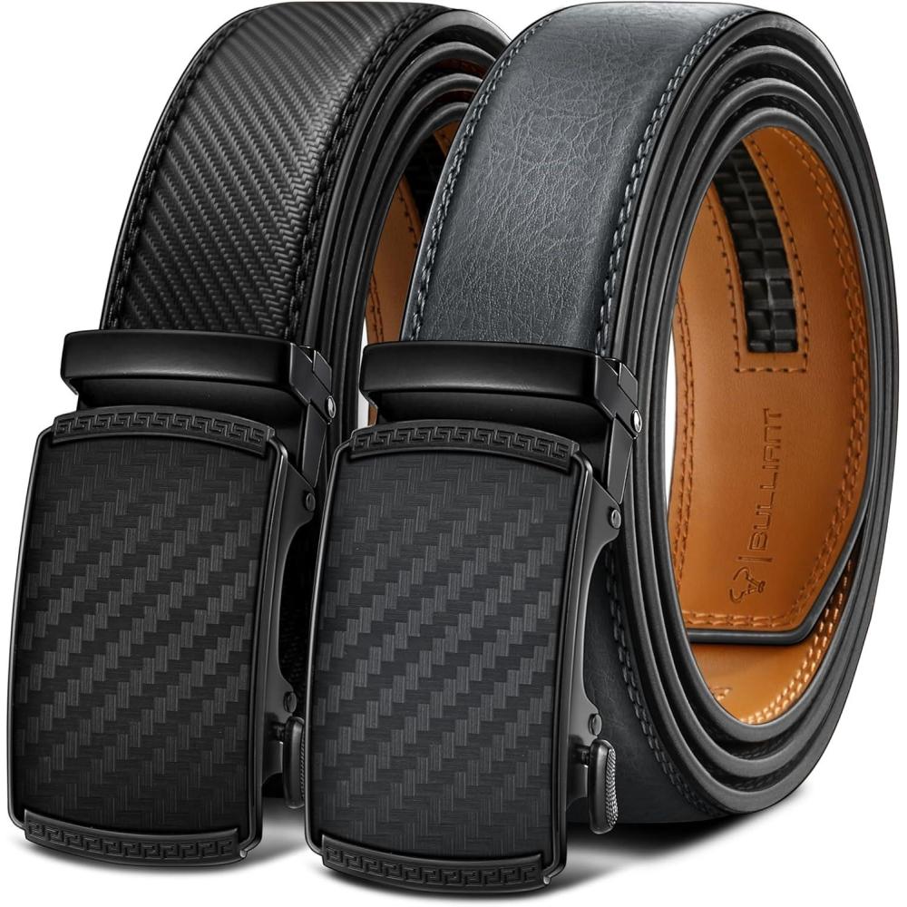 image:imageBULLIANT Men Belts 2 PackRatchet Sliding Belt Adjustable For Gift Mens Dress Casual 1 38Cut for Fit2packblackSacred Grey8225