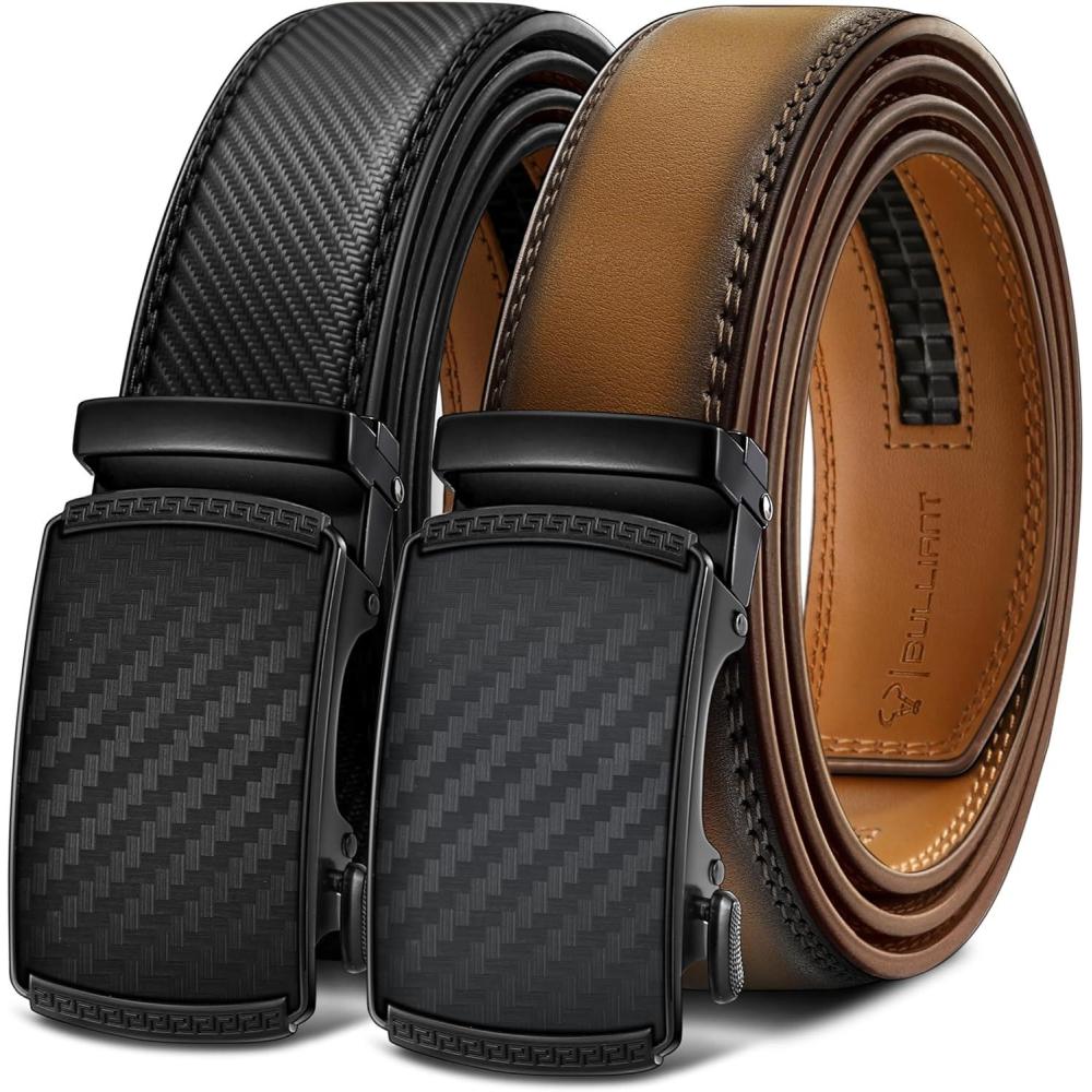 image:imageBULLIANT Men Belts 2 PackRatchet Sliding Belt Adjustable For Gift Mens Dress Casual 1 38Cut for Fit2packblackTawny7997