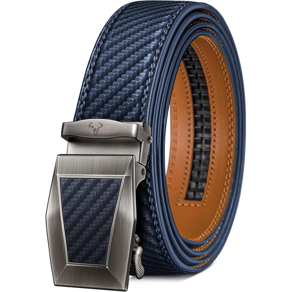 image:imageBULLIANT Mens Belt Ratchet Leather Belt for Men Dress and Casual Pants Jeans 1 38Purplish Blue3356