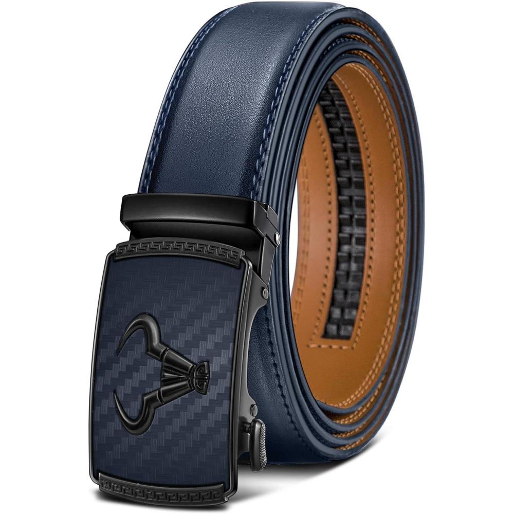 image:imageBULLIANT Mens Belt Ratchet Leather Belt for Men Dress and Casual Pants Jeans 1 38Purplish Blue4528