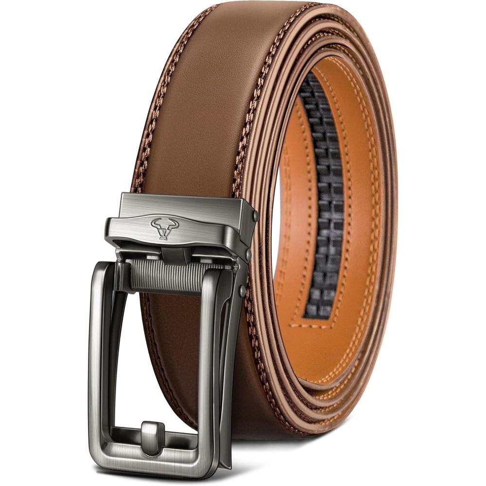 image:imageBULLIANT Mens Belt Ratchet Leather Belt for Men Dress and Casual Pants Jeans 1 38Tawny2902