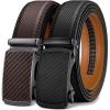 BULLIANT Men Belts 2 Pack,Ratchet Sliding Belt Adjustable For Gift Mens Dress Casual 1 3/8″,Cut for Fit(2pack-black/Deep Brown3274)