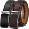 BULLIANT Men Belts 2 Pack,Ratchet Sliding Belt Adjustable For Gift Mens Dress Casual 1 3/8″,Cut for Fit(2pack-black/Deep Brown4601)