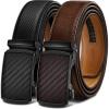 BULLIANT Men Belts 2 Pack,Ratchet Sliding Belt Adjustable For Gift Mens Dress Casual 1 3/8″,Cut for Fit(2pack-black/Deep Brown8221)