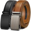 BULLIANT Men Belts 2 Pack,Ratchet Sliding Belt Adjustable For Gift Mens Dress Casual 1 3/8″,Cut for Fit(2pack-black/Orange Brown4600)