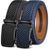 BULLIANT Men Belts 2 Pack,Ratchet Sliding Belt Adjustable For Gift Mens Dress Casual 1 3/8″,Cut for Fit(2pack-black/Purplish Blue2936)