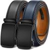 BULLIANT Men Belts 2 Pack,Ratchet Sliding Belt Adjustable For Gift Mens Dress Casual 1 3/8″,Cut for Fit(2pack-black/Purplish Blue8210)