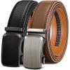 BULLIANT Men Belts 2 Pack,Ratchet Sliding Belt Adjustable For Gift Mens Dress Casual 1 3/8″,Cut for Fit(2pack-black/Tawny2935)