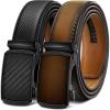 BULLIANT Men Belts 2 Pack,Ratchet Sliding Belt Adjustable For Gift Mens Dress Casual 1 3/8″,Cut for Fit(2pack-black/Tawny8212)