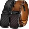 BULLIANT Men Belts 2 Pack,Ratchet Sliding Belt Adjustable For Gift Mens Dress Casual 1 3/8″,Cut for Fit(2pack-black/Tawny8219)