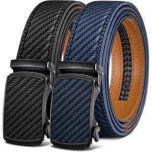 BULLIANT Men Belts 2 Pack,Ratchet Sliding Belt Adjustable For Gift Mens Dress Casual 1 3/8″,Cut for Fit(2pack-black/Purplish Blue2936)