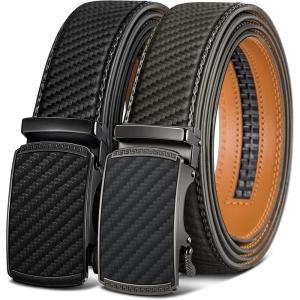 BULLIANT Men Belts 2 Pack,Ratchet Sliding Belt Adjustable For Gift Mens Dress Casual 1 3/8″,Cut for Fit(2pack-black/Sacred Grey2937)