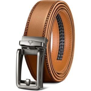 BULLIANT Men’s Belt – Ratchet Leather Belt for Men Dress and Casual Pants Jeans 1 3/8″(Orange Brown2923)