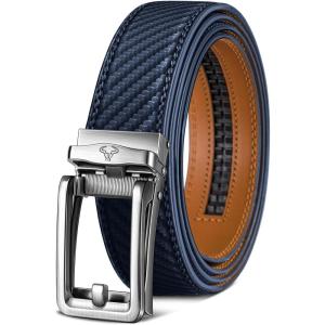 BULLIANT Men’s Belt – Ratchet Leather Belt for Men Dress and Casual Pants Jeans 1 3/8″(Purplish Blue 2900)