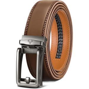 BULLIANT Men’s Belt – Ratchet Leather Belt for Men Dress and Casual Pants Jeans 1 3/8″(Tawny2902)