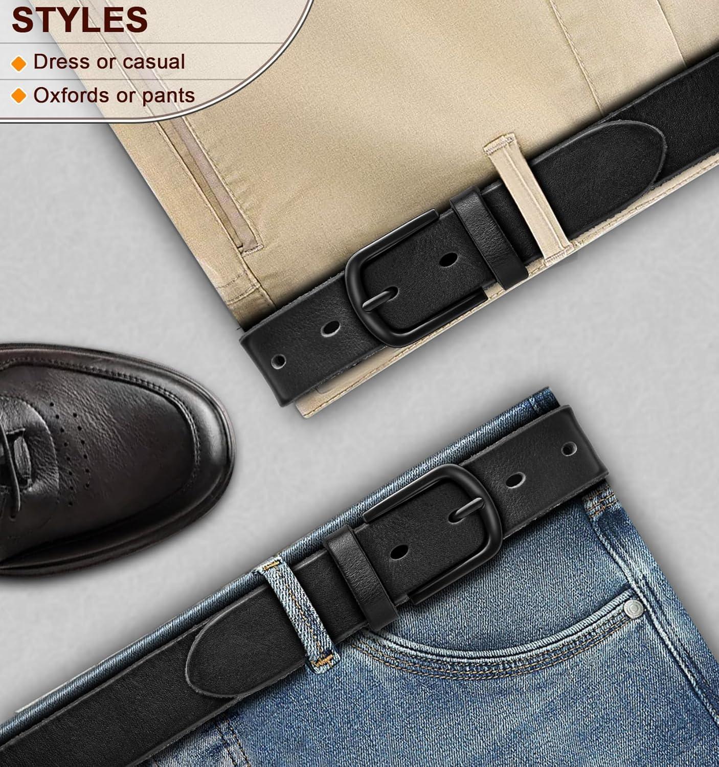 image:imageBULLIANT Men Belt Multi PackLeather Belt For Gift Men Golf Dress Casual Jean 7Holes 1 38Black4675