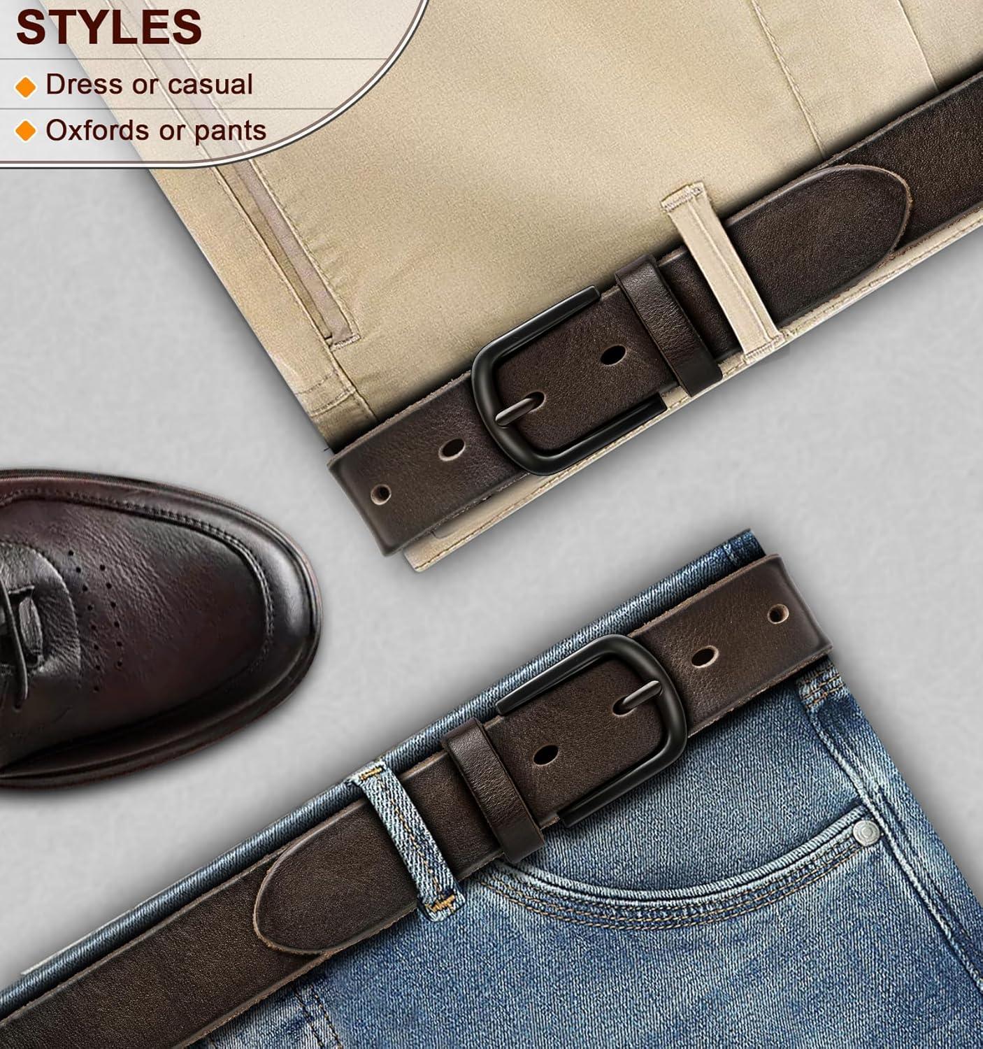 image:imageBULLIANT Men Belt Multi PackLeather Belt For Gift Men Golf Dress Casual Jean 7Holes 1 38Deep Brown4676